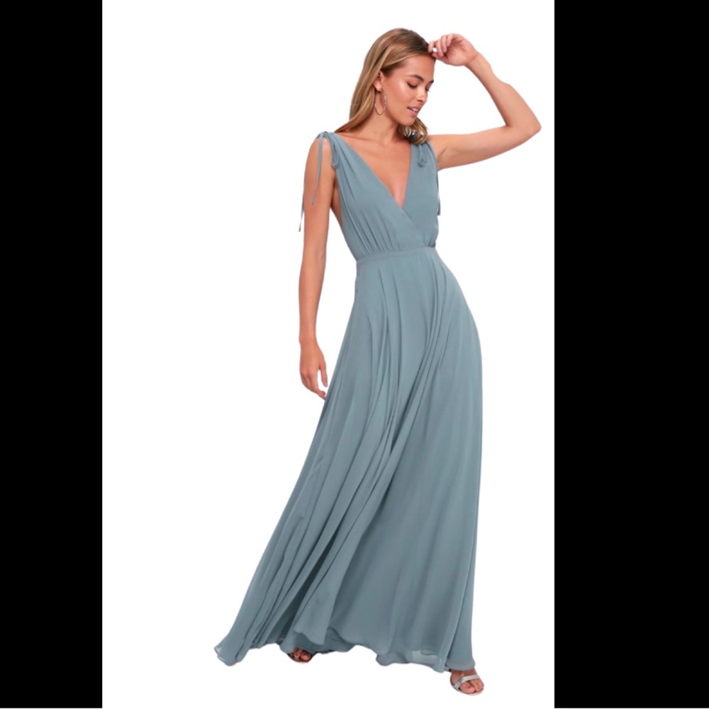 Price drop! Lulus Dance the Night Away Slate Blue Maxi Dress XS